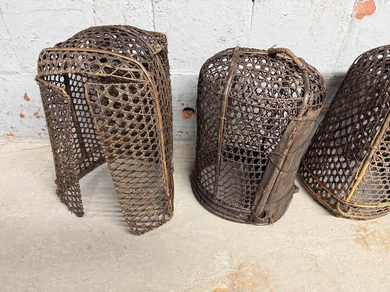 ANTIQUE FISHERMAN BASKET OR LIGHT FIXTURE