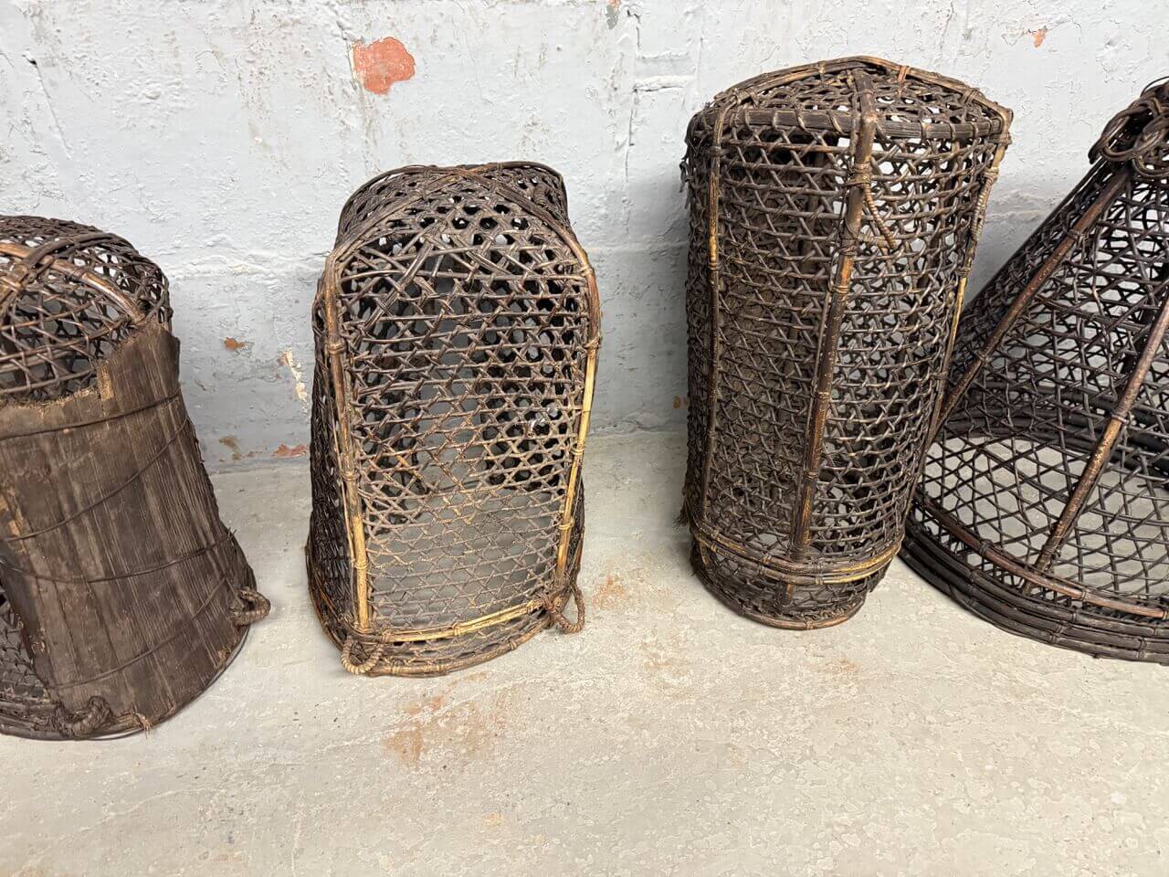 ANTIQUE FISHERMAN BASKET OR LIGHT FIXTURE