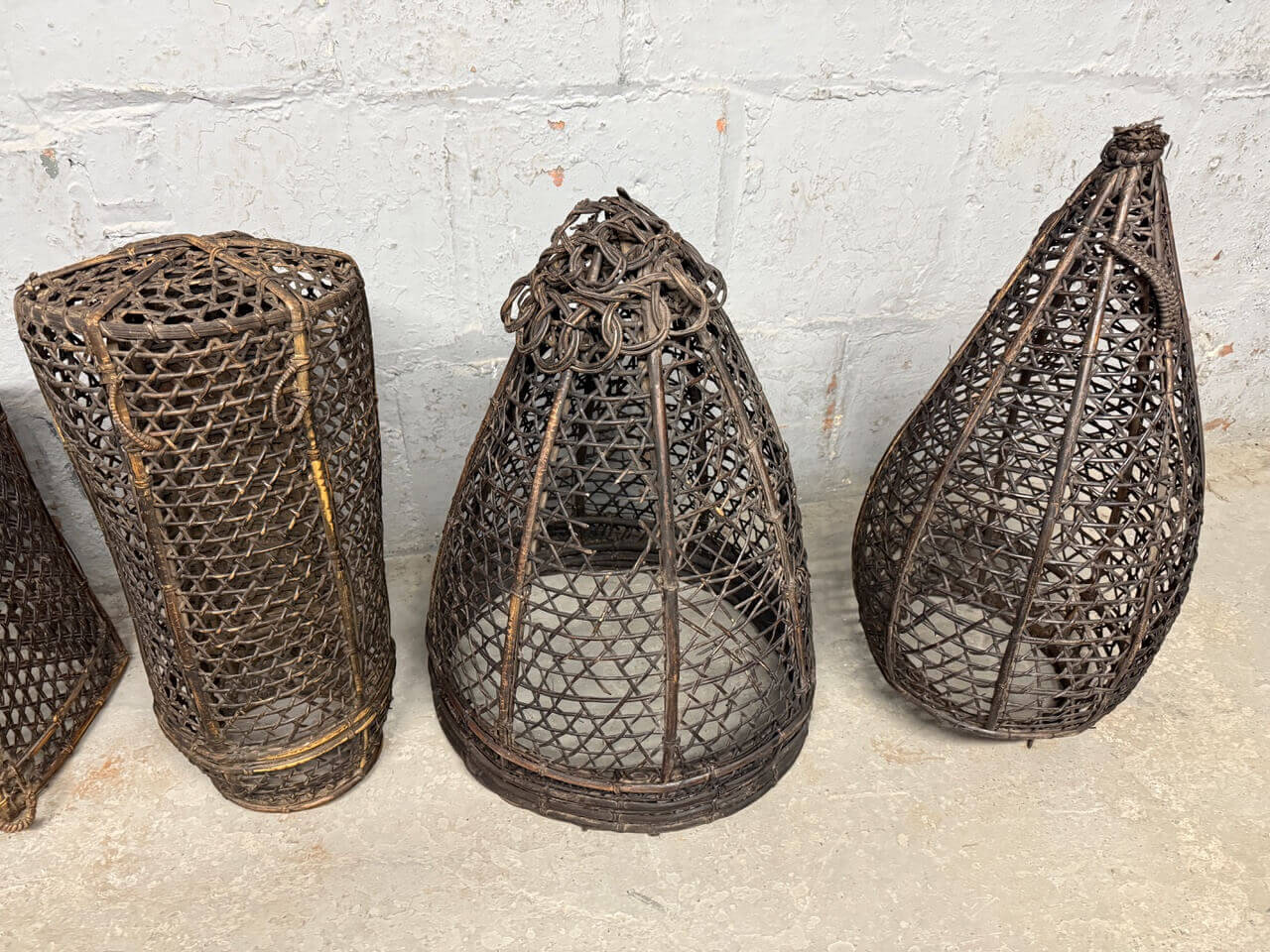 ANTIQUE FISHERMAN BASKET OR LIGHT FIXTURE