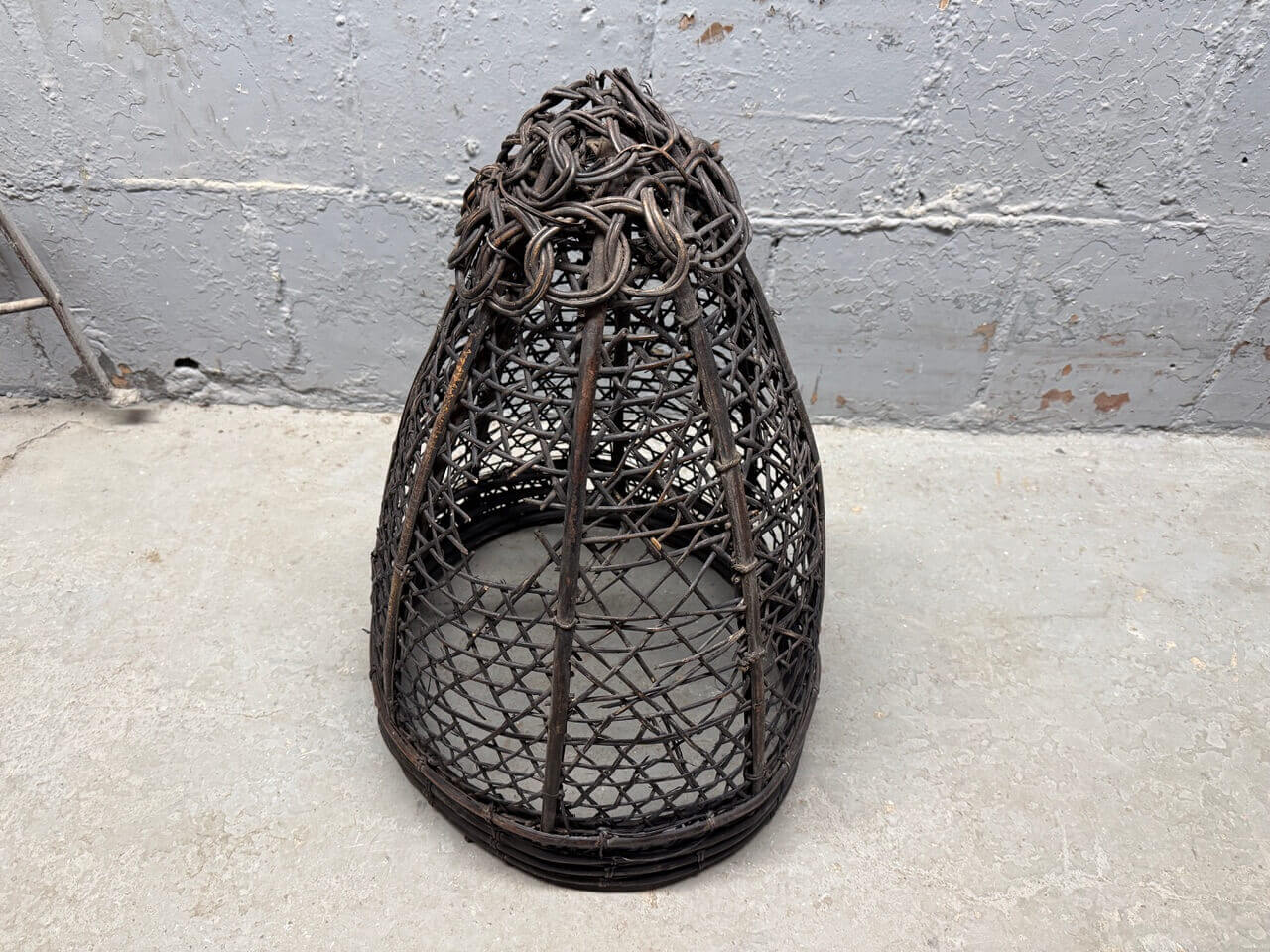 ANTIQUE FISHERMAN BASKET OR LIGHT FIXTURE