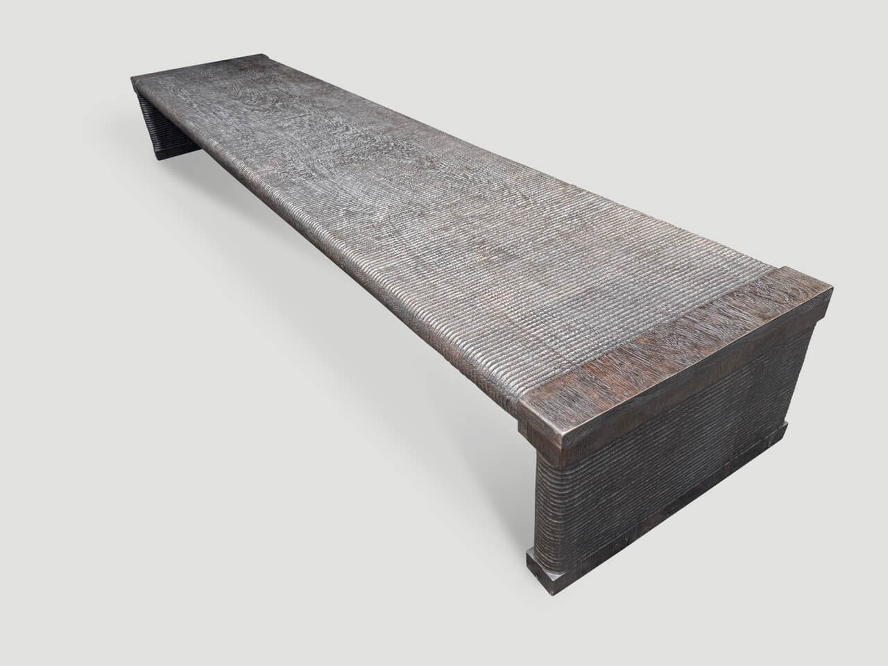 teak wood EXQUISITE MONUMENTAL COUTURE HAND CARVED BENCH