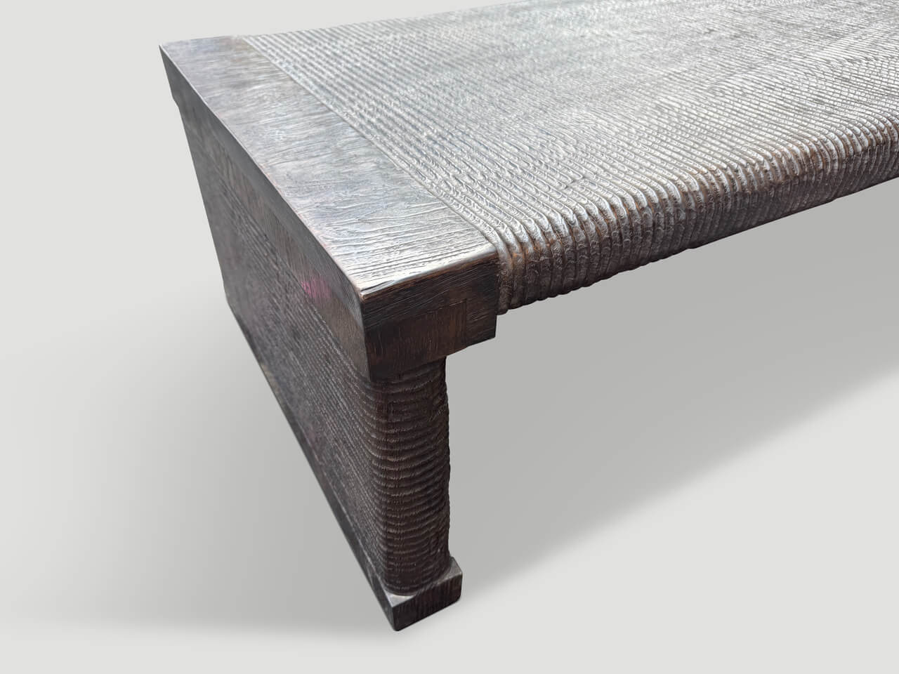 teak wood EXQUISITE MONUMENTAL COUTURE HAND CARVED BENCH