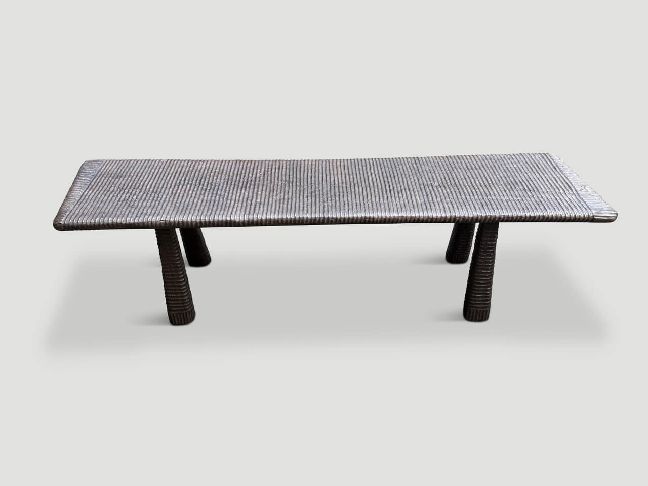 IMPRESSIVE MINIMALIST HAND CARVED TEAK BENCH