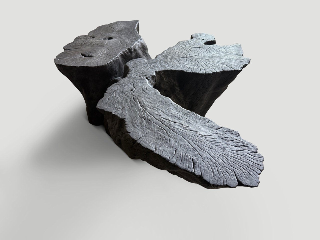 impressive charred lychee wood coffee table