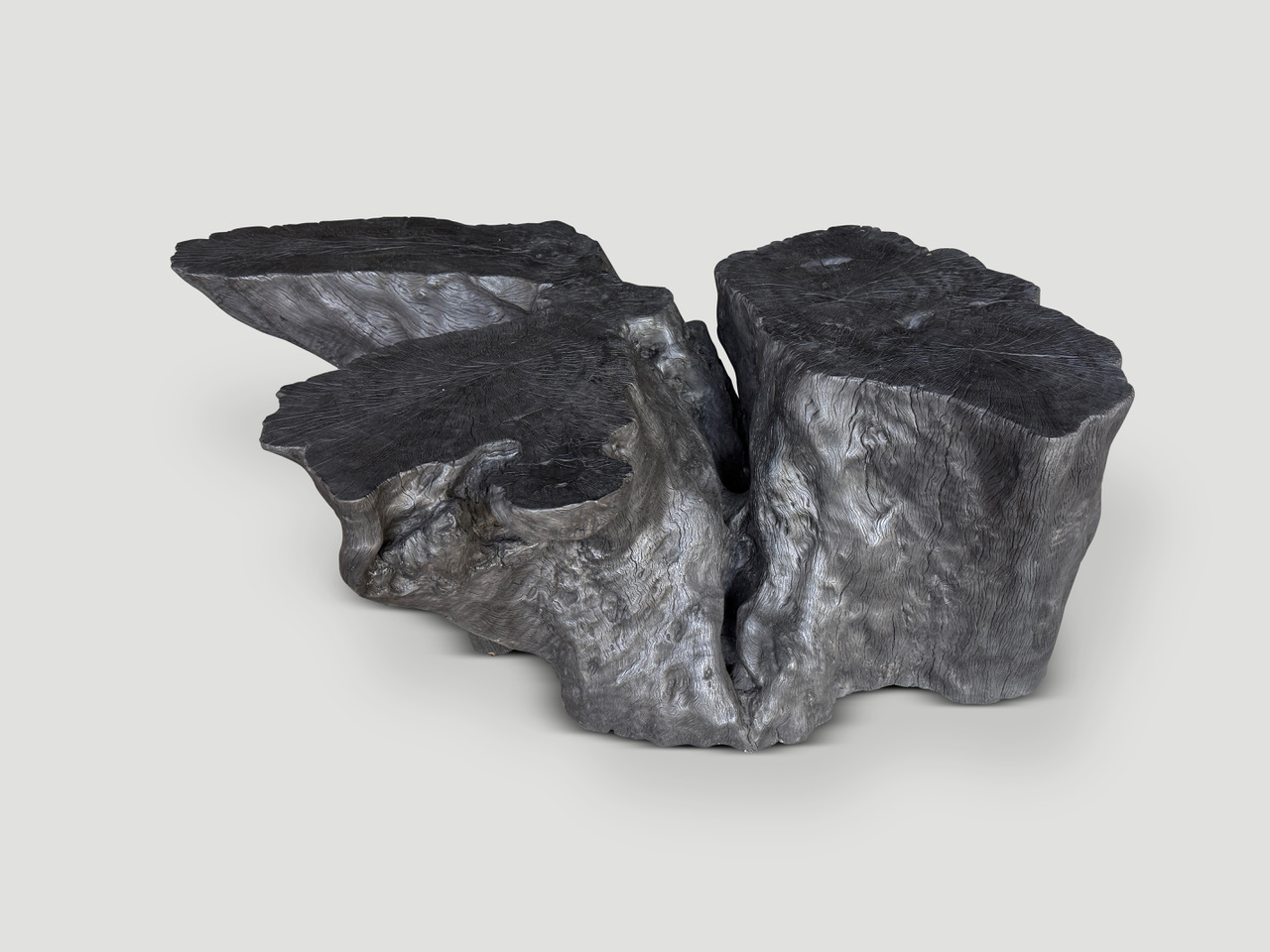 impressive charred lychee wood coffee table