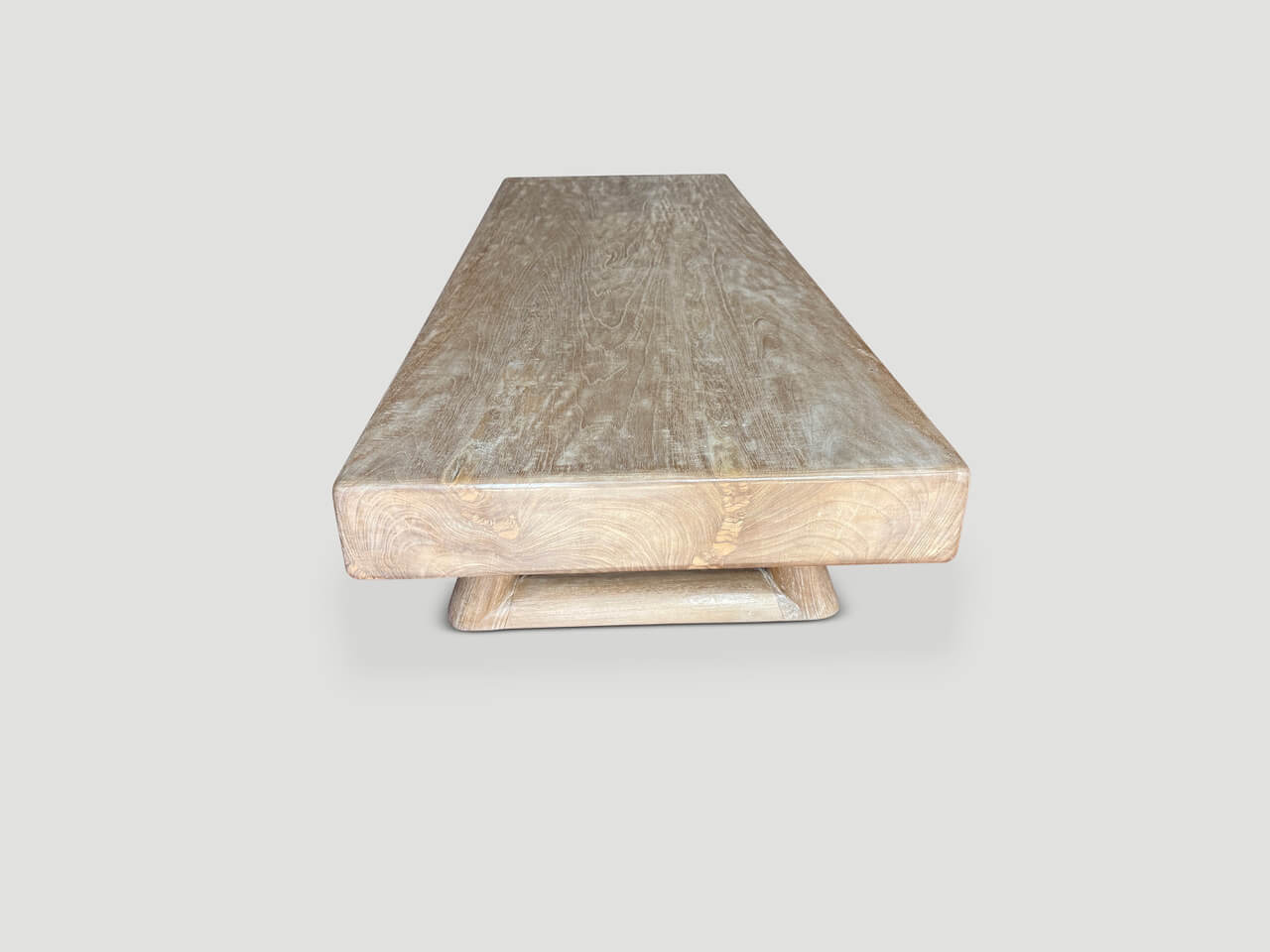 mid century couture single teak wood slab coffee table