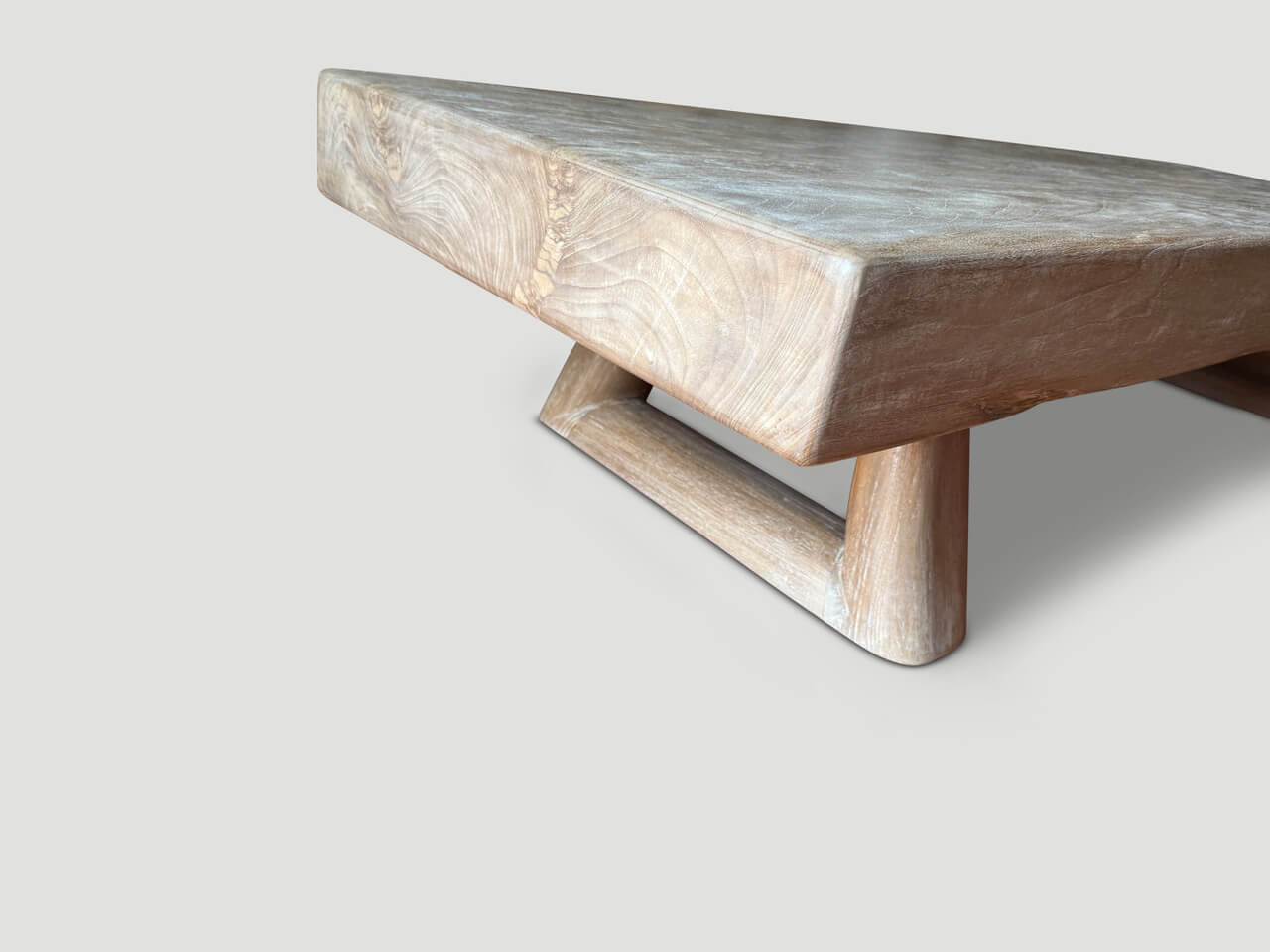 mid century couture single teak wood slab coffee table