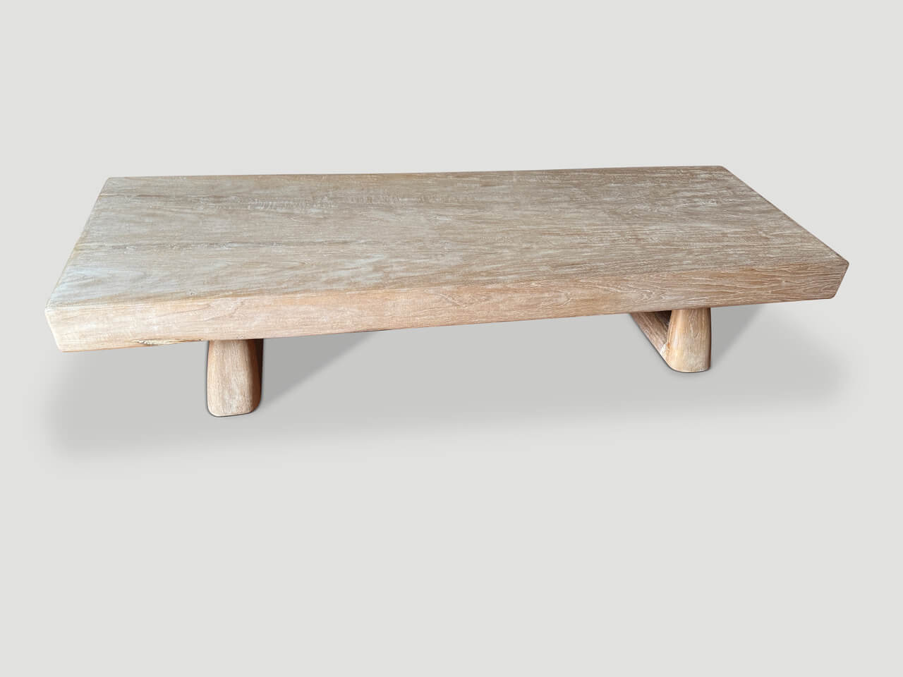 mid century couture single teak wood slab coffee table