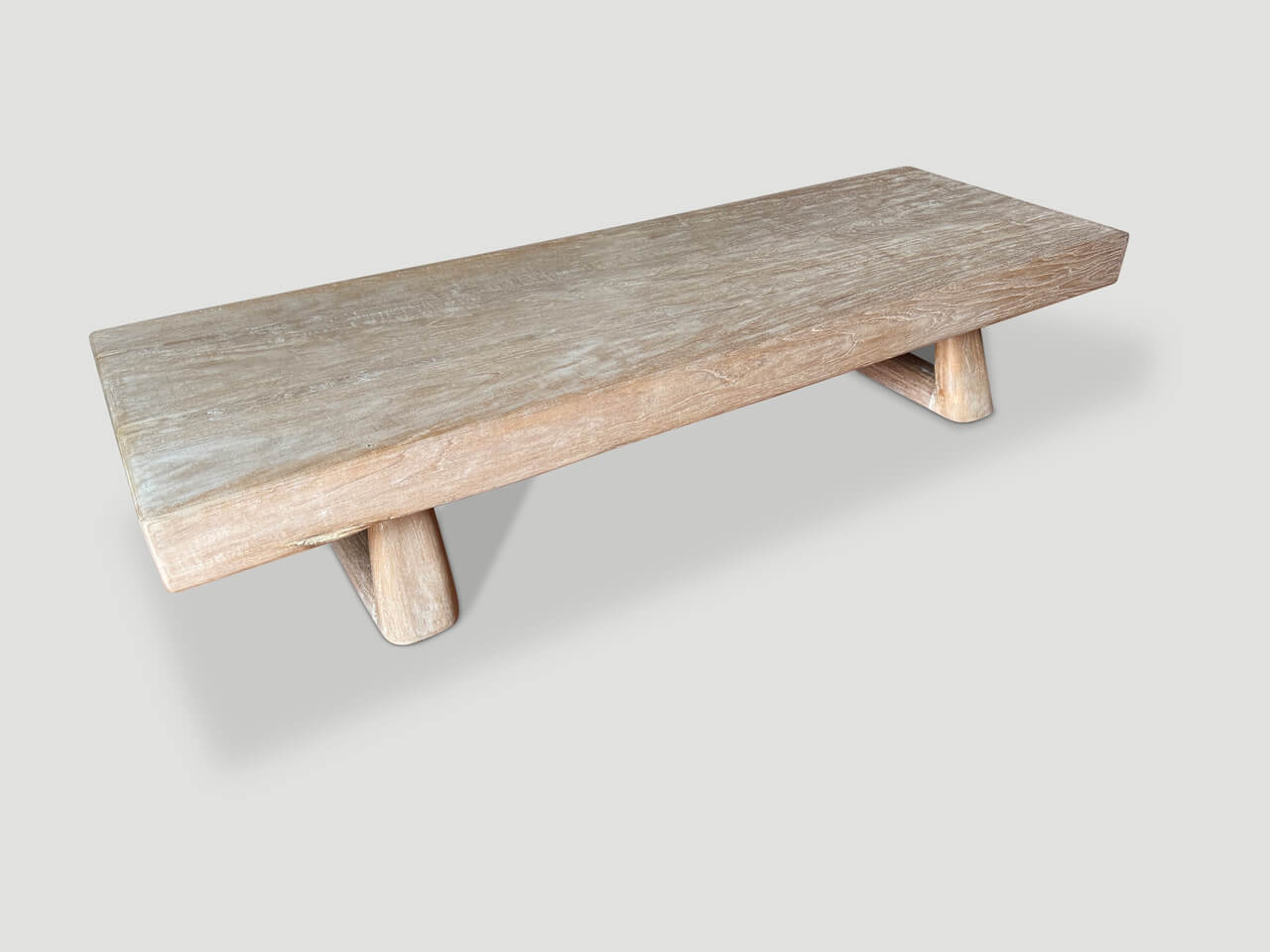 mid century couture single teak wood slab coffee table