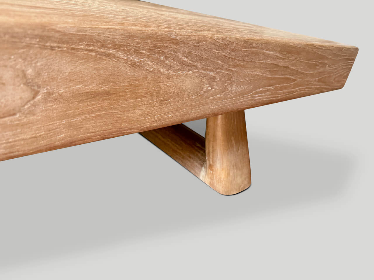 mid century couture single teak wood slab coffee table