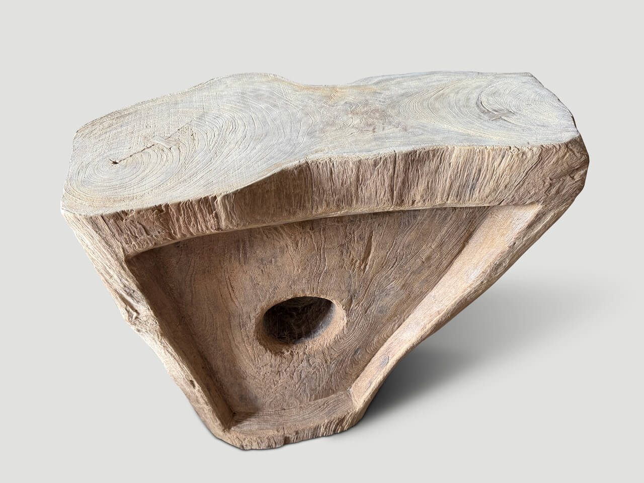 century old teak rice pounder