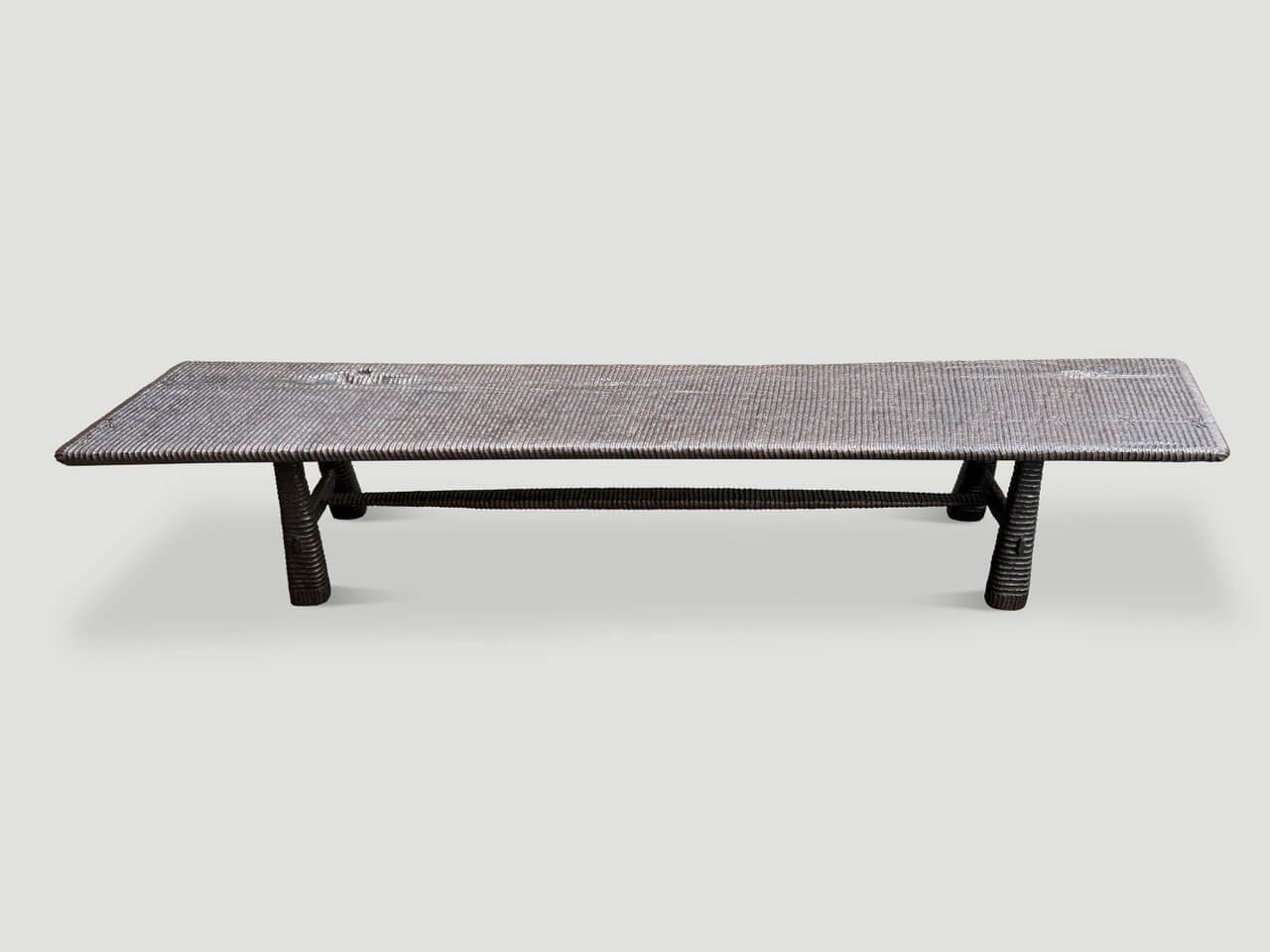 IMPRESSIVE MINIMALIST HAND CARVED TEAK BENCH