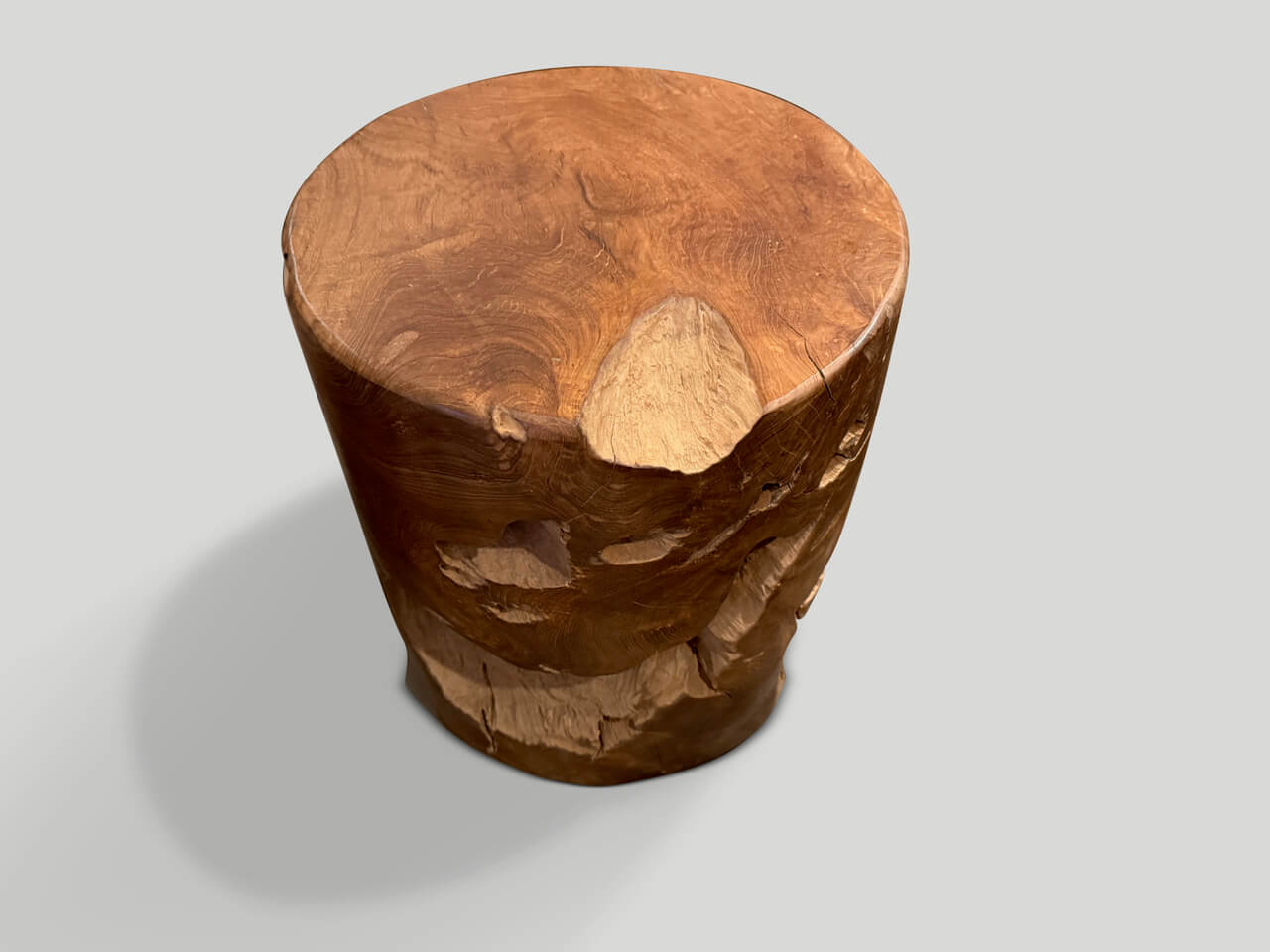 ORGANIC TEAK WOOD CYLINDER SIDE TABLE