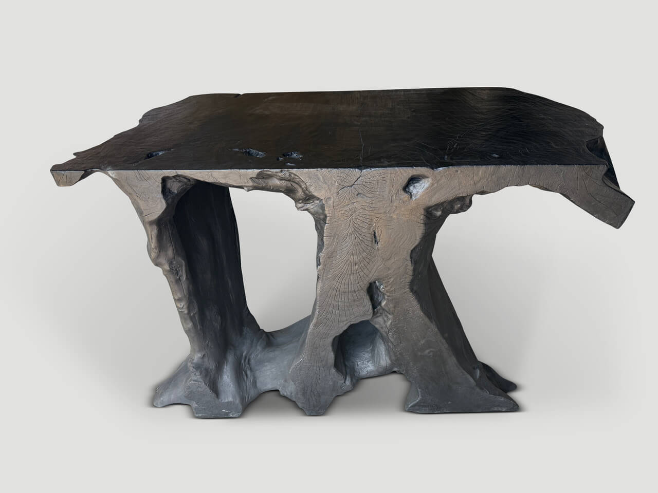 SCULPTURAL CHARRED CONSOLE TABLE