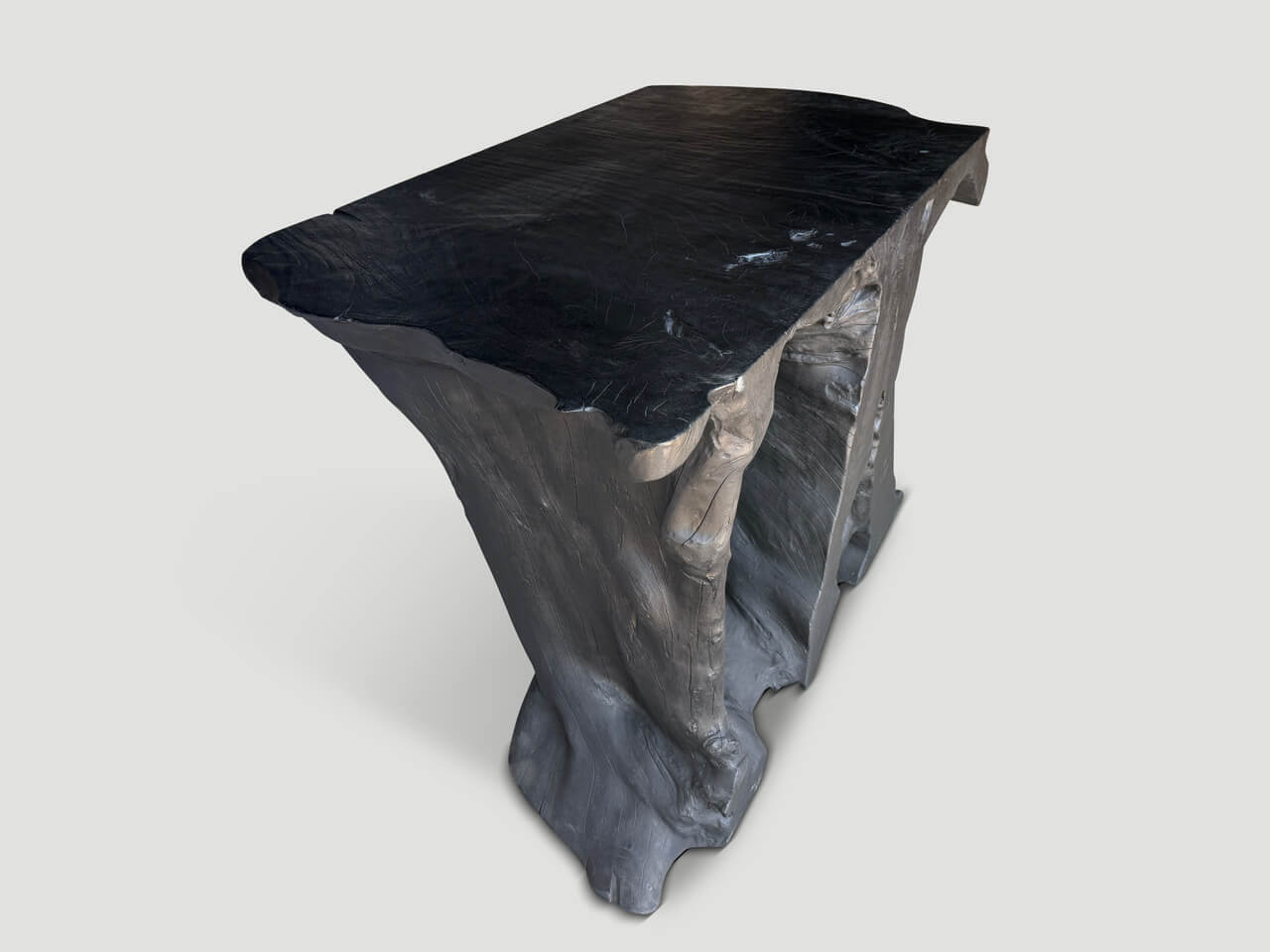 SCULPTURAL CHARRED CONSOLE TABLE