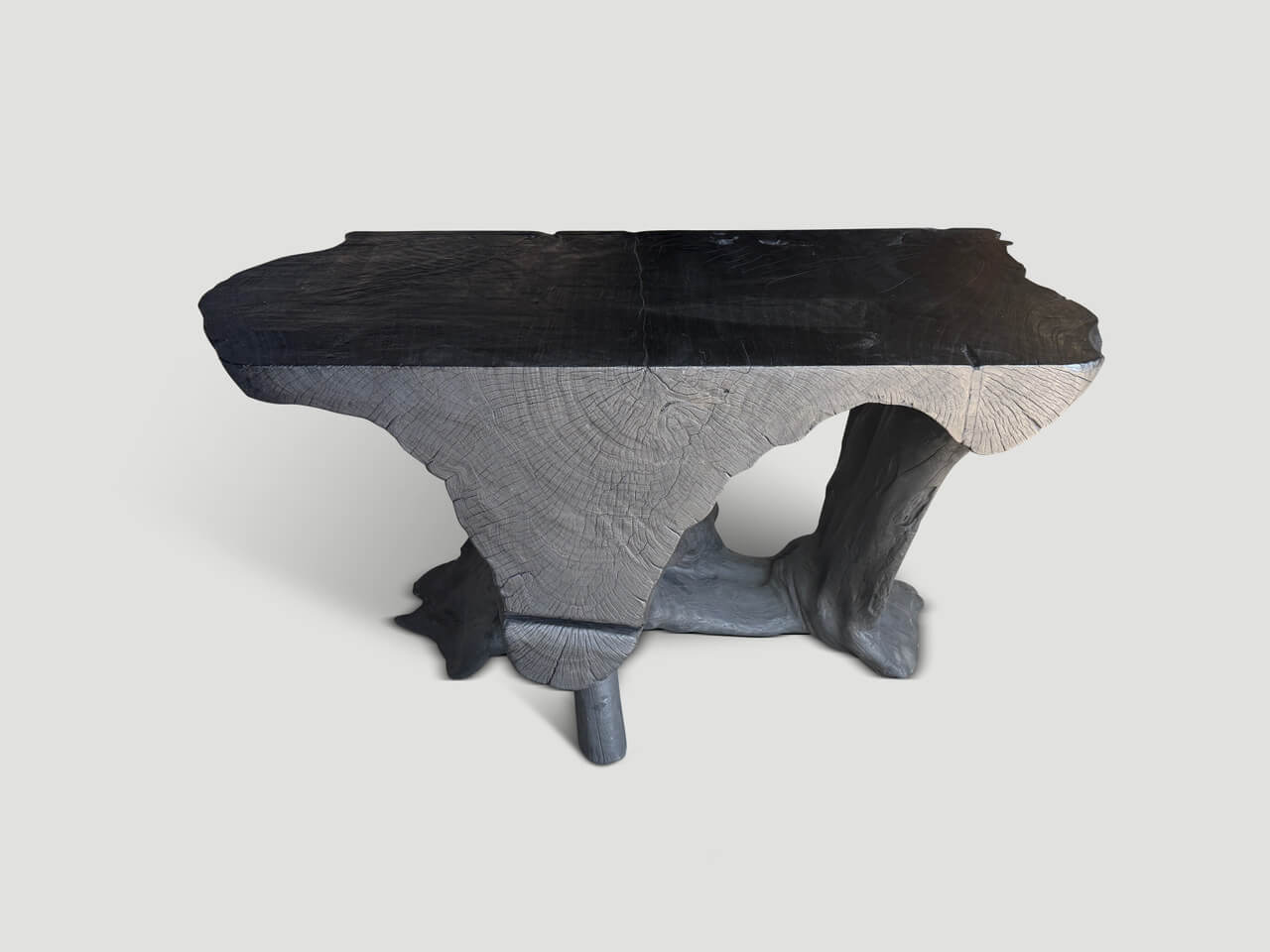 SCULPTURAL CHARRED CONSOLE TABLE