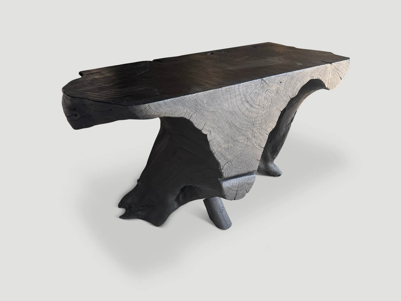 SCULPTURAL CHARRED CONSOLE TABLE