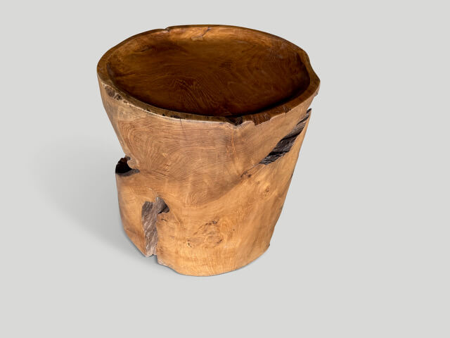 LARGE SCULPTURAL TEAK TRAY STYLE SIDE TABLE