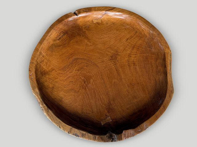 LARGE SCULPTURAL TEAK TRAY STYLE SIDE TABLE