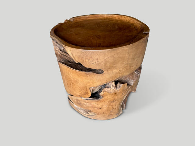 LARGE SCULPTURAL TEAK TRAY STYLE SIDE TABLE