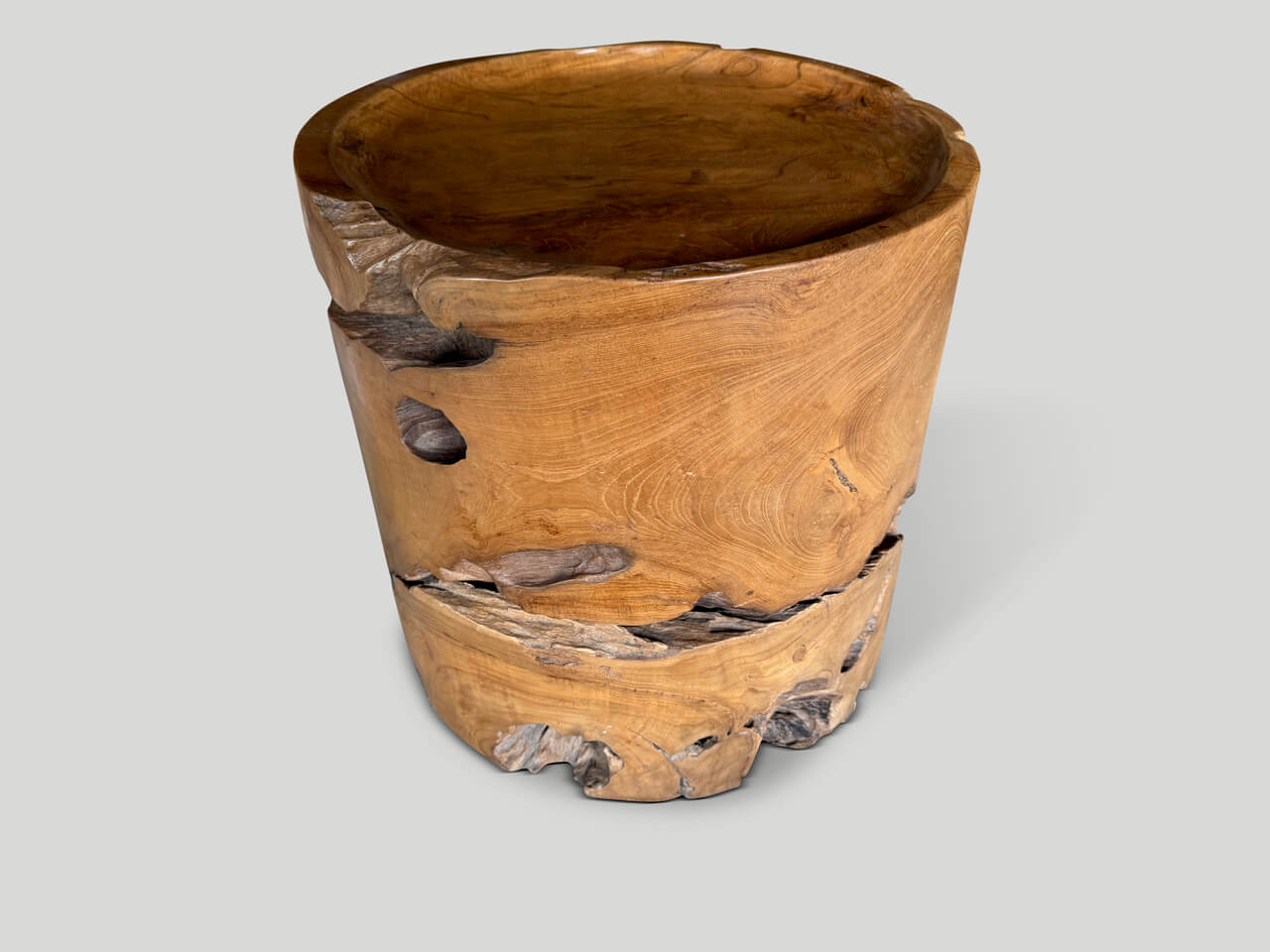 LARGE SCULPTURAL TEAK TRAY STYLE SIDE TABLE