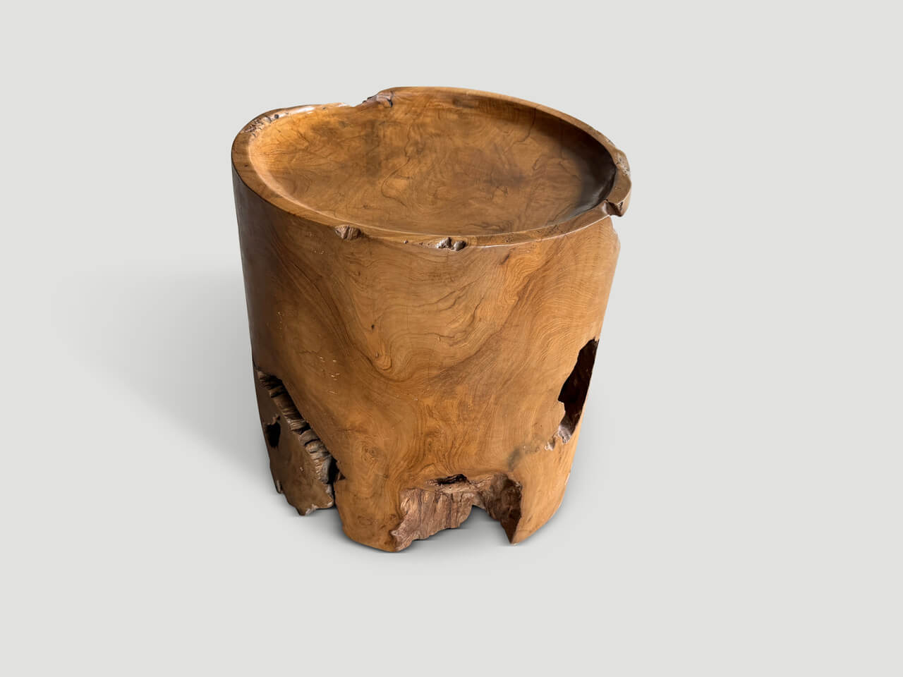 LARGE SCULPTURAL TEAK TRAY STYLE SIDE TABLE