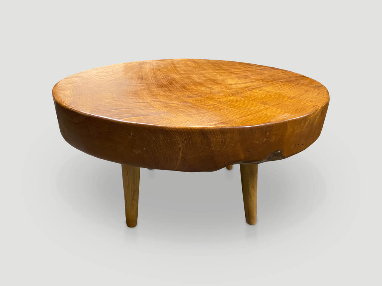 reclaimed teak wood single slab coffee table
