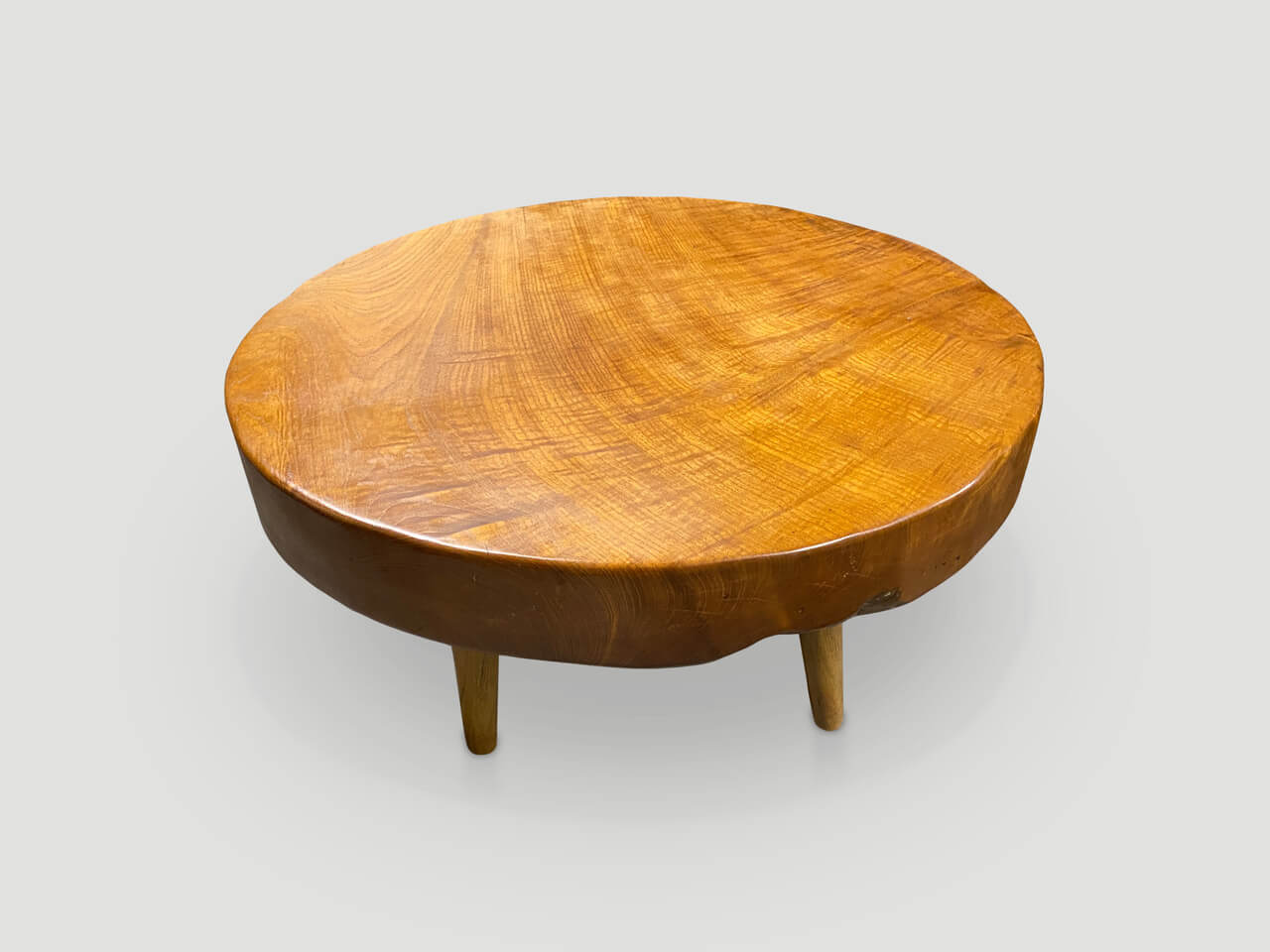 reclaimed teak wood single slab coffee table