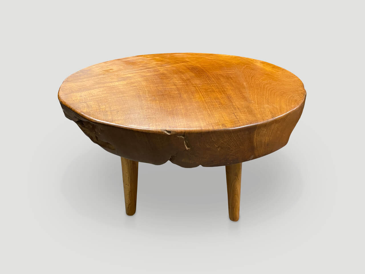 reclaimed teak wood single slab coffee table