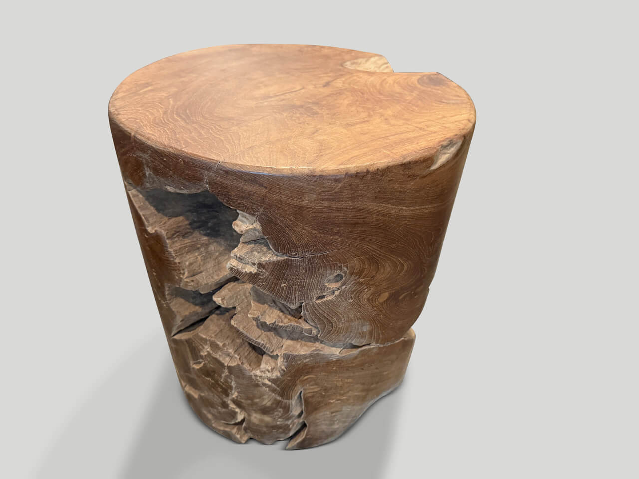 ORGANIC TEAK WOOD CYLINDER SIDE TABLE