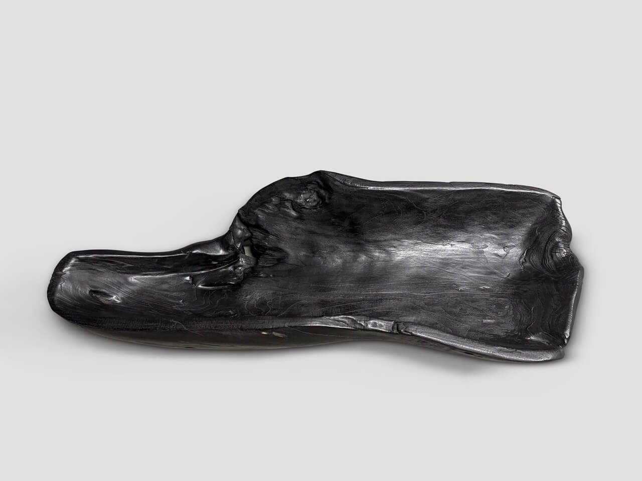 SCULPTURAL CHARRED TEAK VESSEL