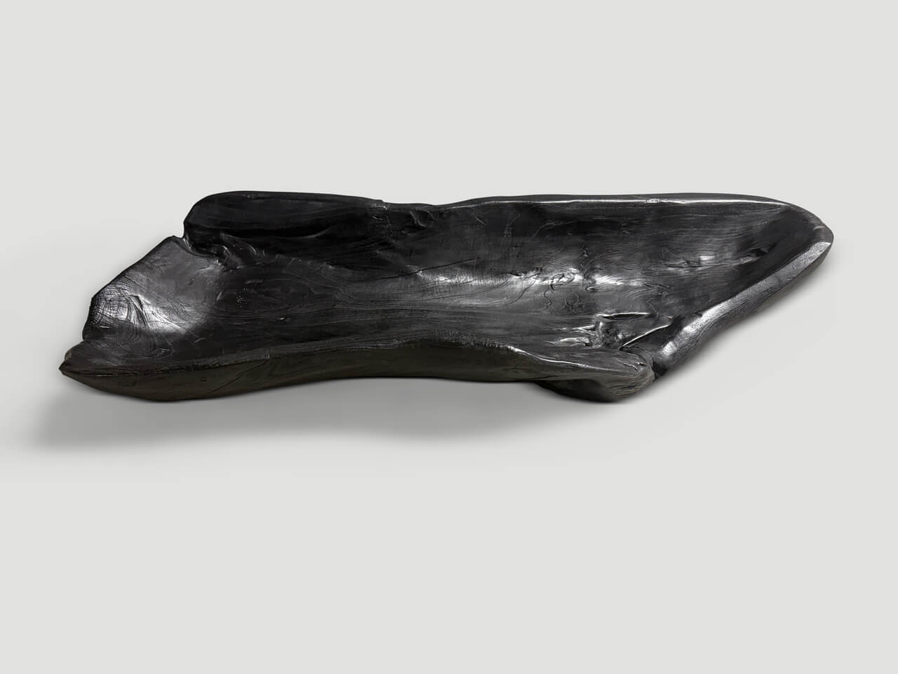 SCULPTURAL CHARRED TEAK VESSEL