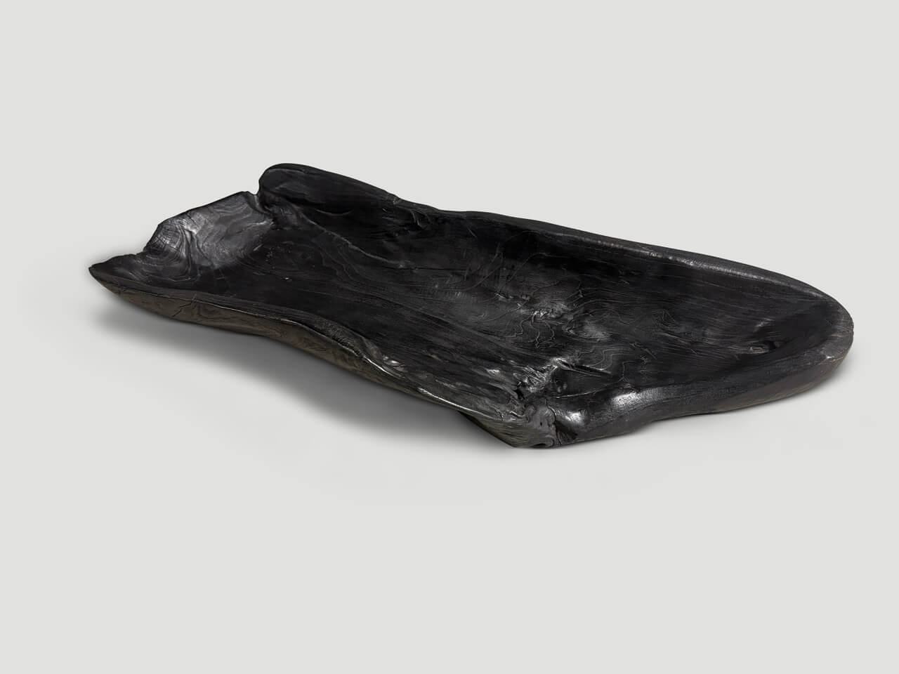 SCULPTURAL CHARRED TEAK VESSEL