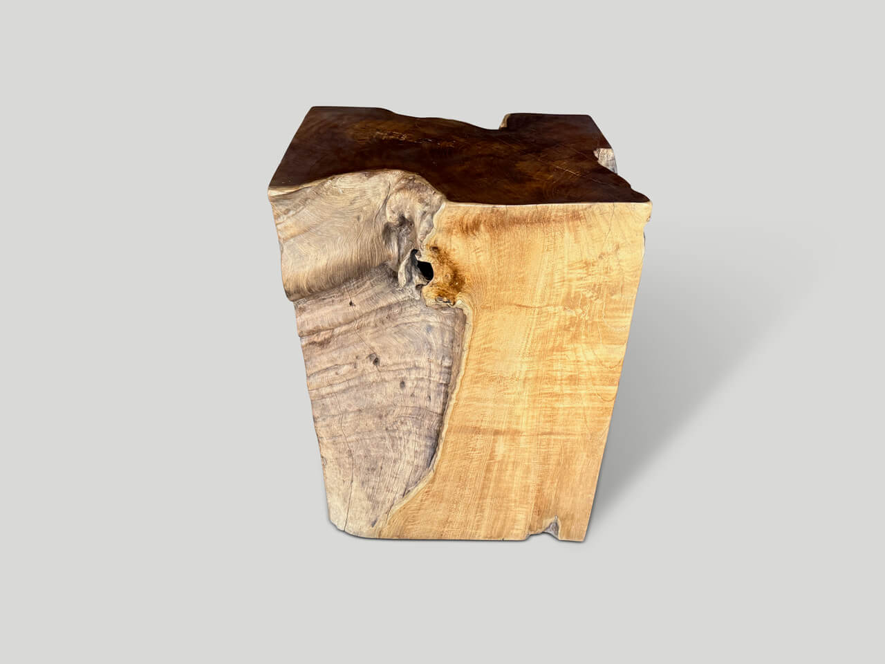 SCULPTURAL TEAK SIDE TABLE OR PEDESTAL