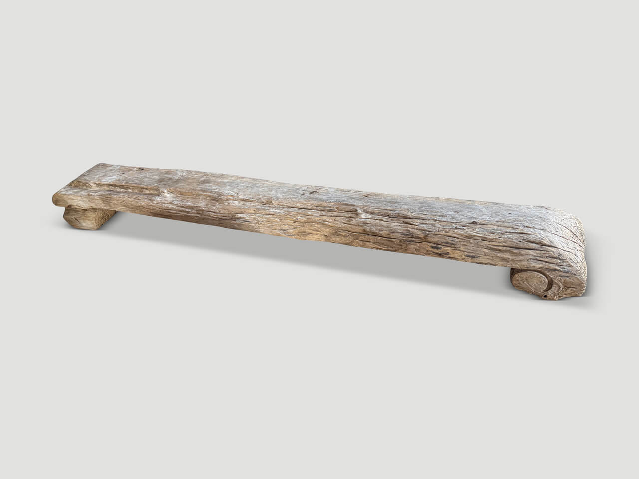 SCULPTURAL LONG TEAK BENCH