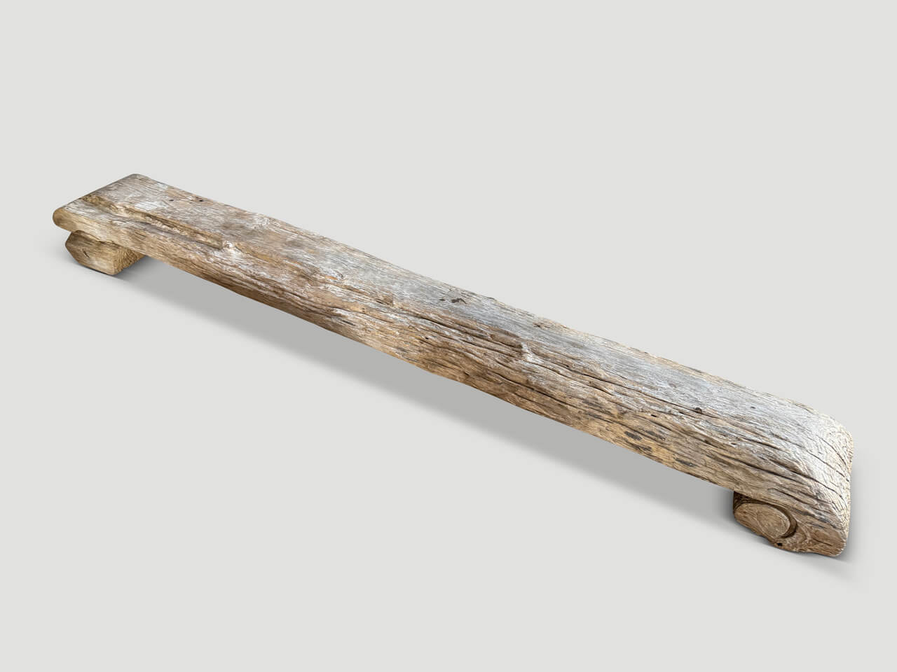 SCULPTURAL LONG TEAK BENCH