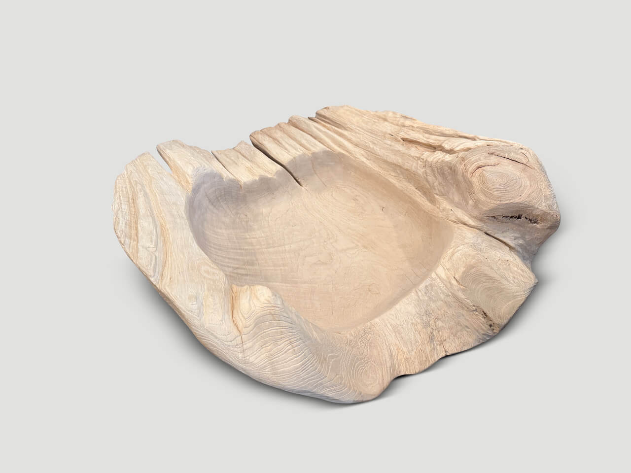 OVER SIZED BLEACHED SCULPTURAL TEAK VESSEL