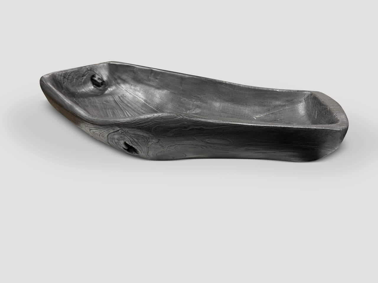 SCULPTURAL CHARRED TEAK VESSEL
