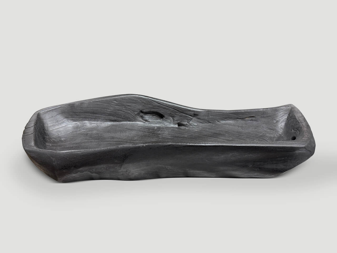 SCULPTURAL CHARRED TEAK VESSEL