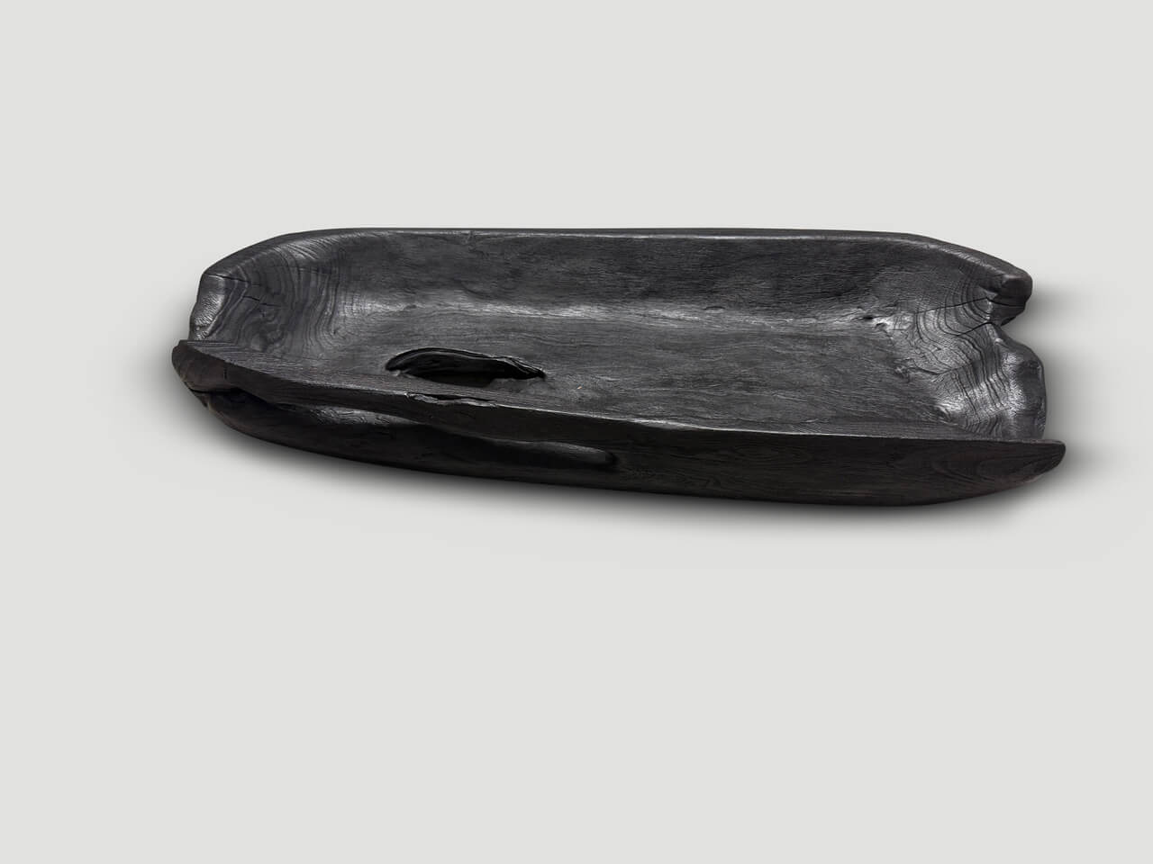 SCULPTURAL CHARRED TEAK VESSEL