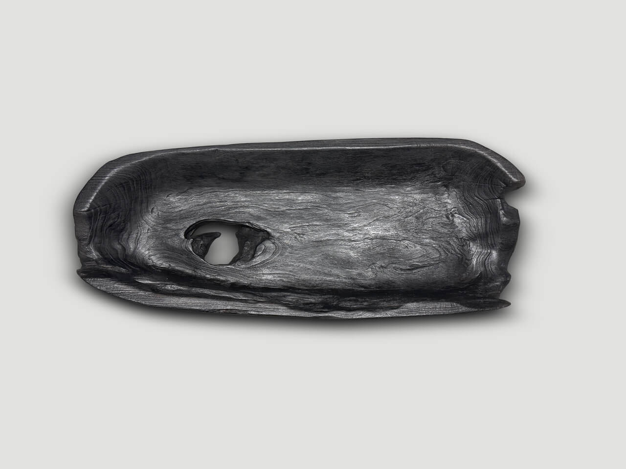 SCULPTURAL CHARRED TEAK VESSEL