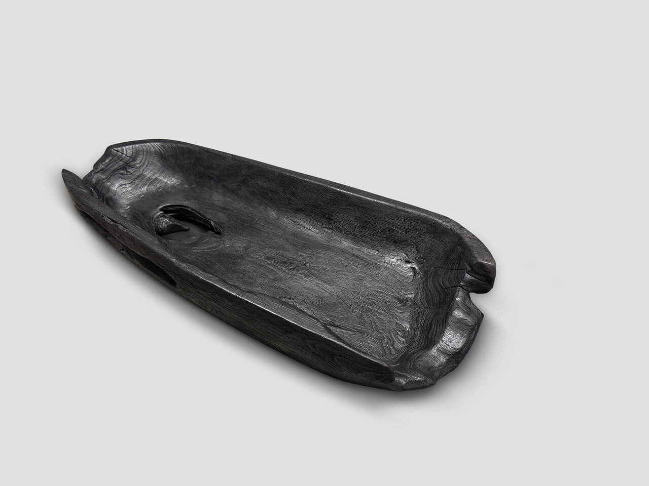 SCULPTURAL CHARRED TEAK VESSEL