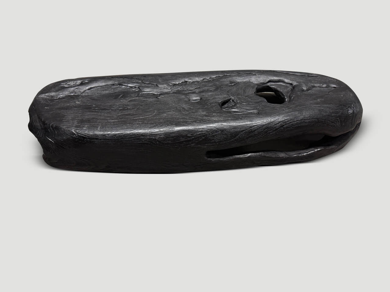 SCULPTURAL CHARRED TEAK VESSEL