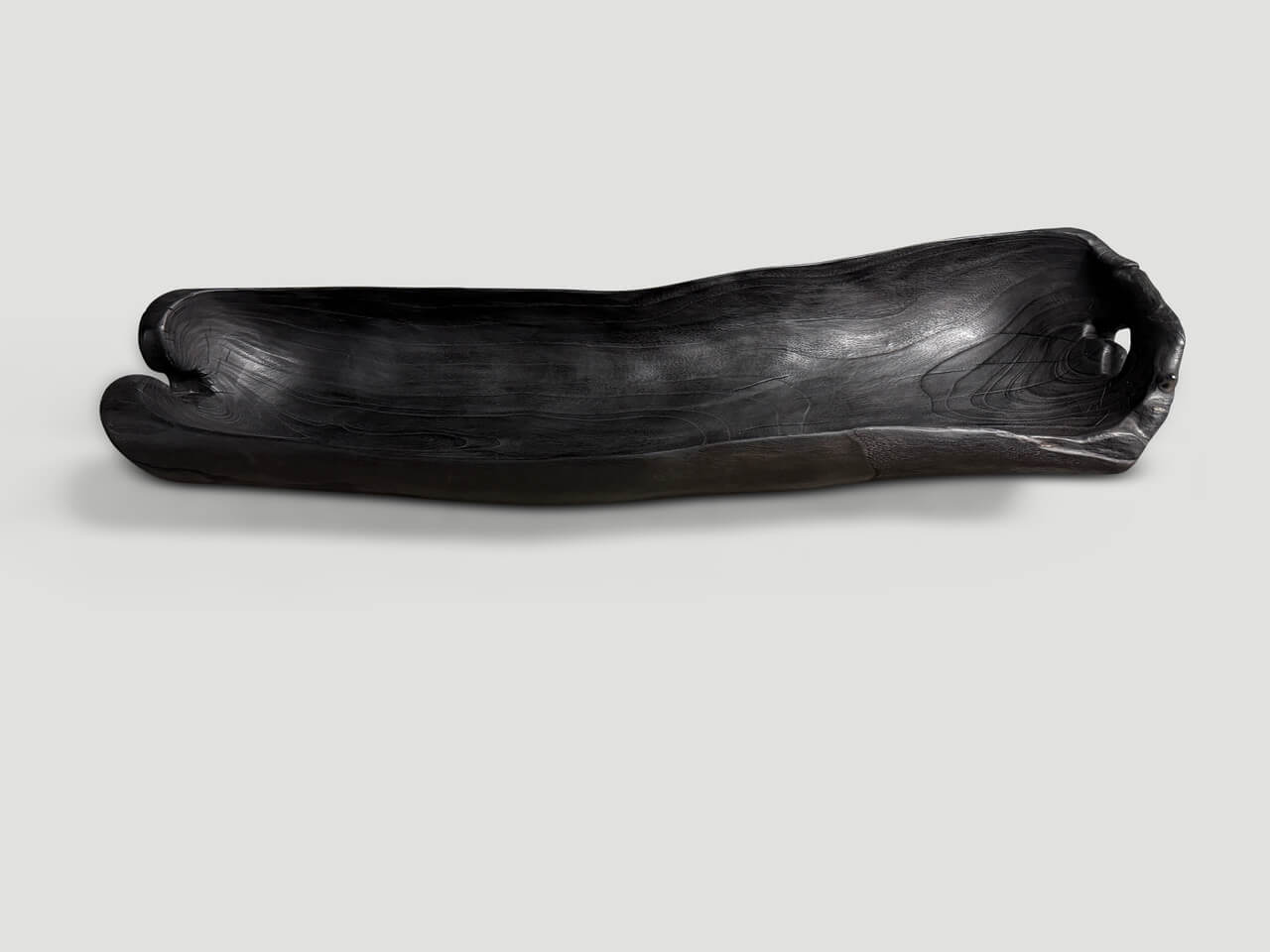 sculptural charred teak wood vessel