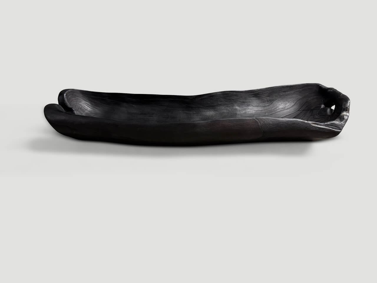 sculptural charred teak wood vessel