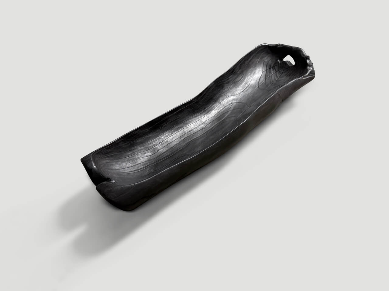 sculptural charred teak wood vessel