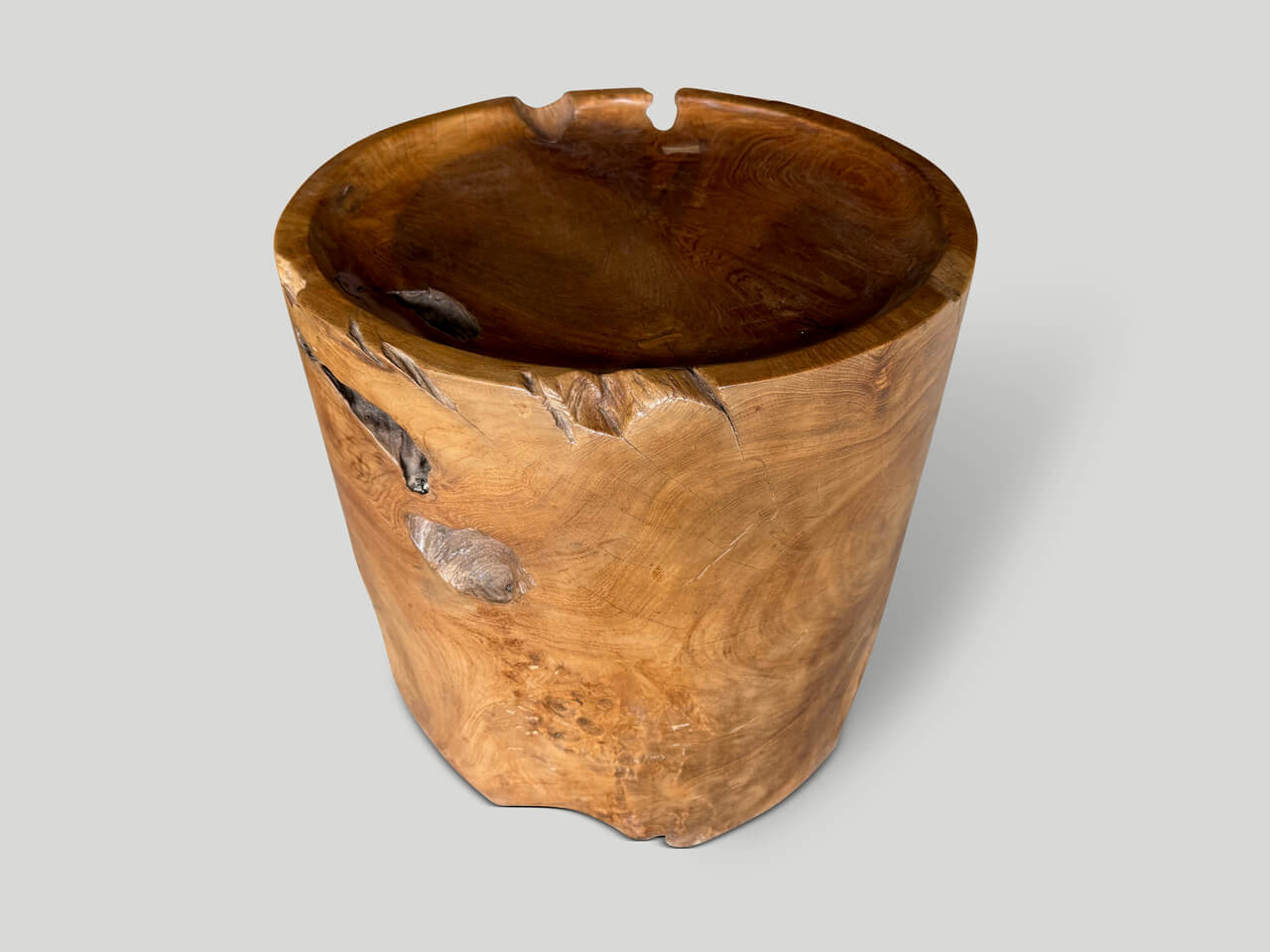 LARGE SCULPTURAL TEAK TRAY STYLE SIDE TABLE