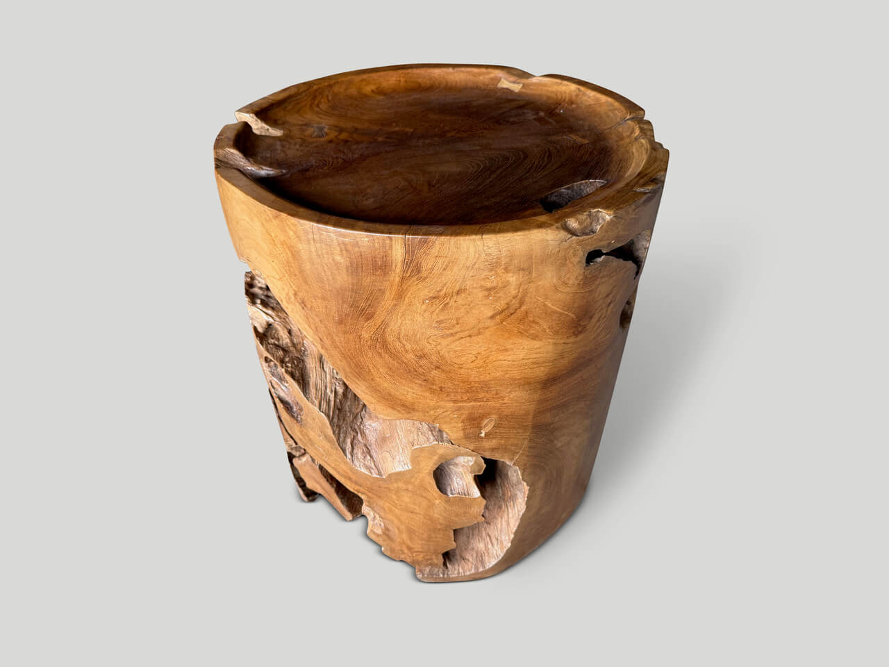 LARGE SCULPTURAL TEAK TRAY STYLE SIDE TABLE