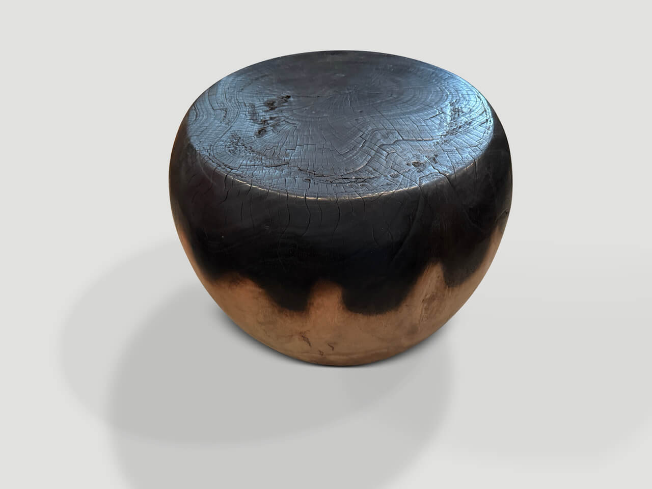 DRUM SHAPE TWO TONE SIDE TABLE