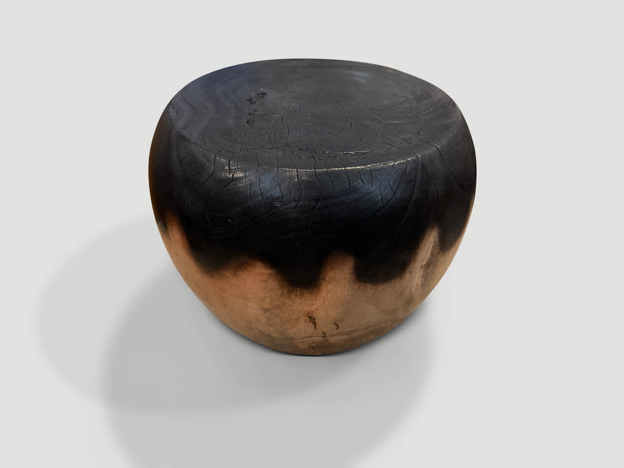 DRUM SHAPE TWO TONE SIDE TABLE
